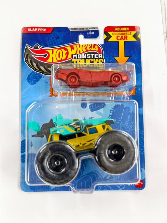 Slam Prix with Crushable Car Monster Trucks