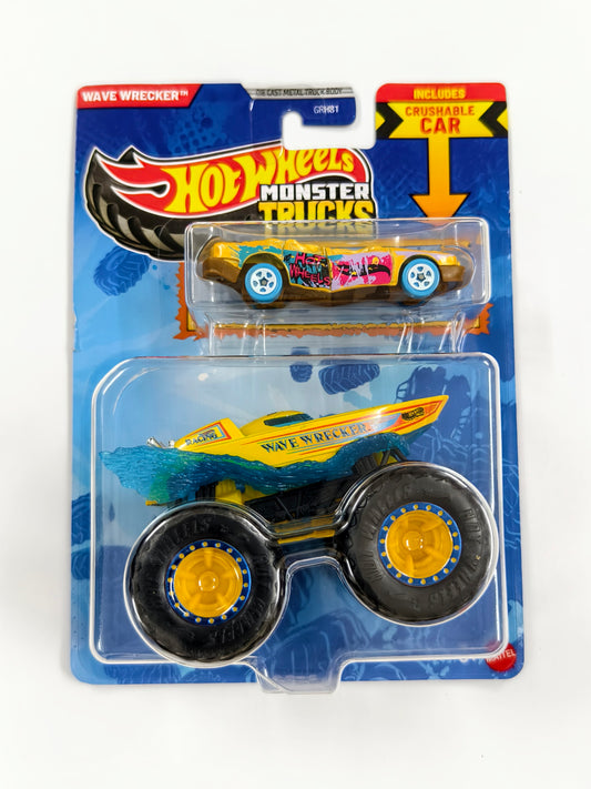 Wave Wrecker with Crushable Car Monster Trucks
