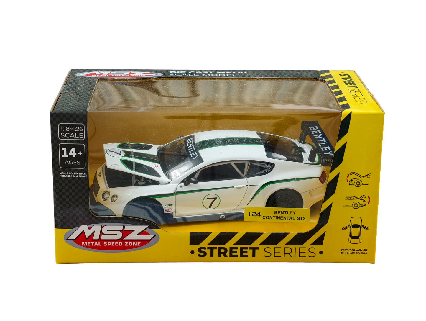 Bentley Continental GT3 White 1:24 MSZ